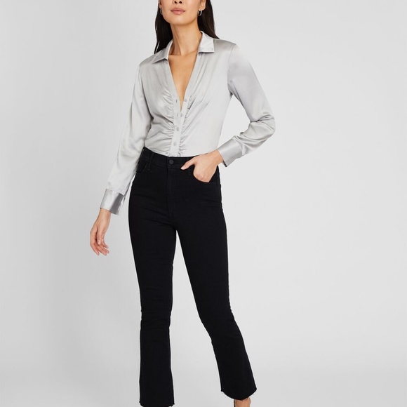 Stretch Silk Charmeuse Top - New With Tags - NEVER WORN - Silver - Picture 5 of 6